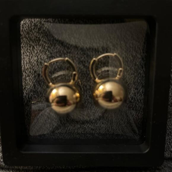 Gold Plated Ball Drop Dangle Lightweight Earrings for Women - Picture 4 of 5